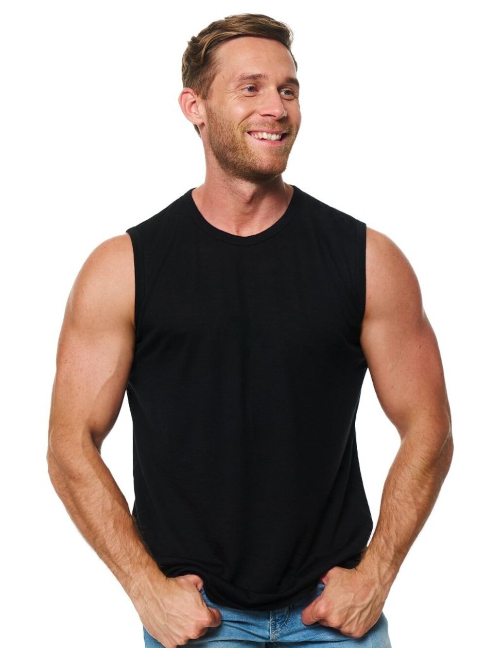 Merino.tech Men’s Merino Wool Tank Top - Lightweight Base Layer (Black)